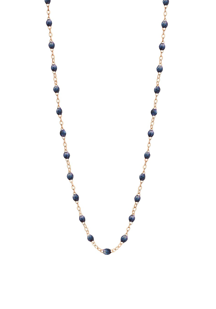 Collier Classique Gigi Or Rose Et Résines Bleu Nuit 50 cm - Gigi Clozeau