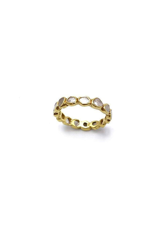 Anillo de boda con conjunto de polki de diamantes