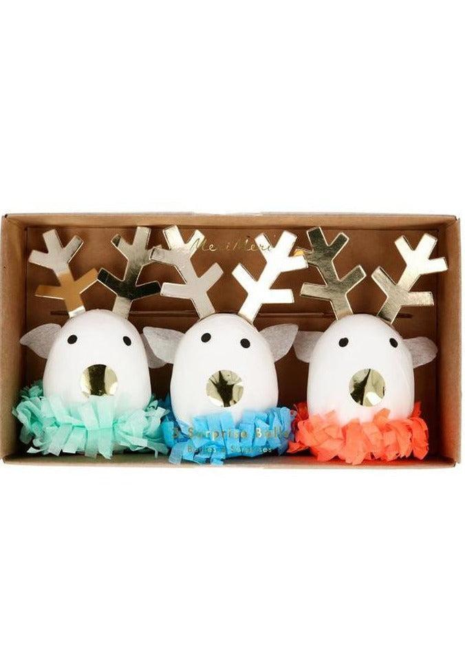 Set De 3 Boules Surprises "Tête De Renne"