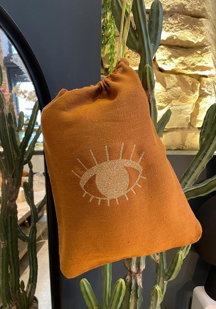 Pochette De Voyage "Oeil" En Lin Grand Modèle