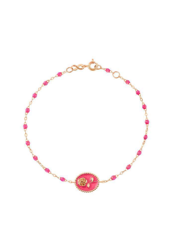 Bracelet Rose En Or Rose Et Résines Rose Fluo 17cm