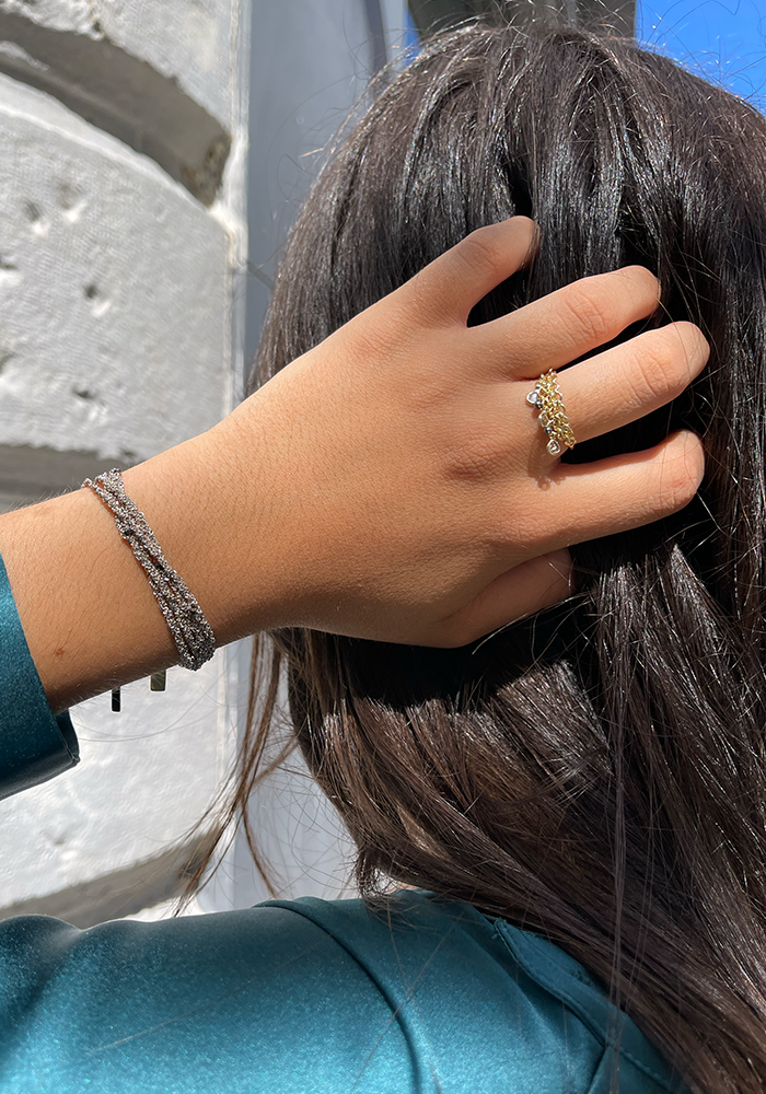 Collier Tressé Argent Et Gris - Marie-Laure Chamorel