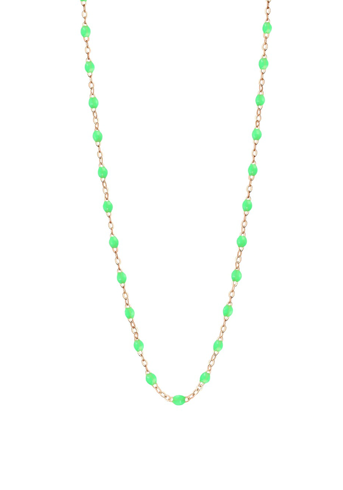 Collier Classique Gigi Or Rose Et Résines Vert Fluo 50 cm - Gigi Clozeau