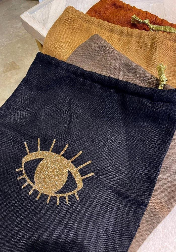 Pochette De Voyage "Oeil" En Lin Grand Modèle
