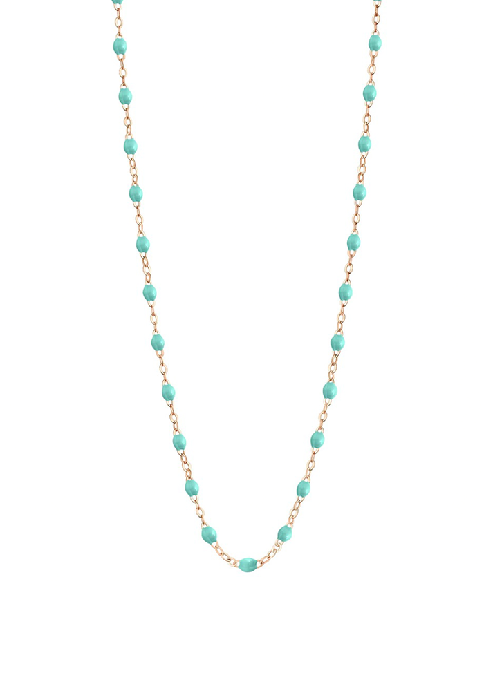 Collier Classique Gigi Or Rose Et Résines Vert Eau 50 cm - Gigi Clozeau