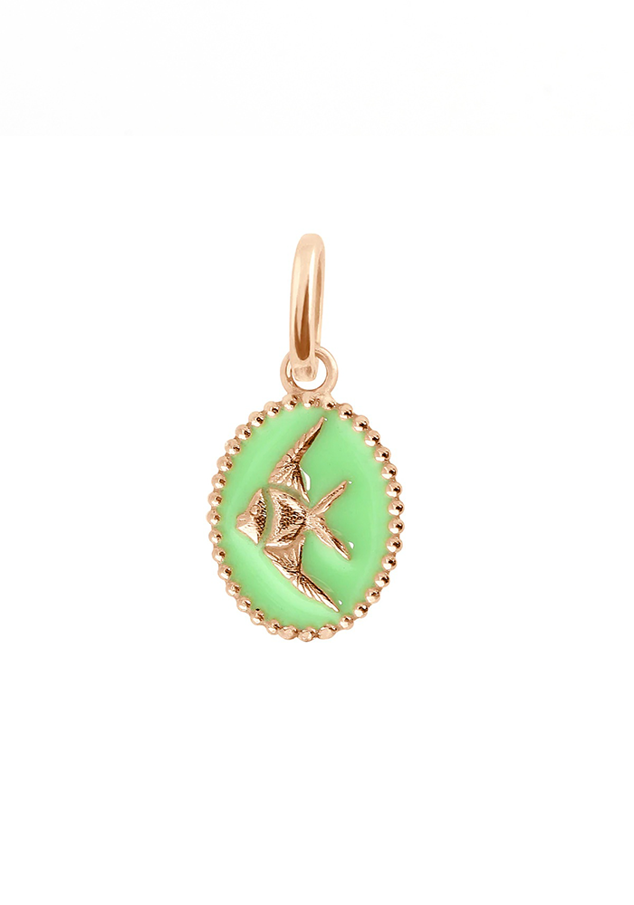 Pendentif Poisson Ange Or Rose & Résine Anis - Gigi Clozeau
