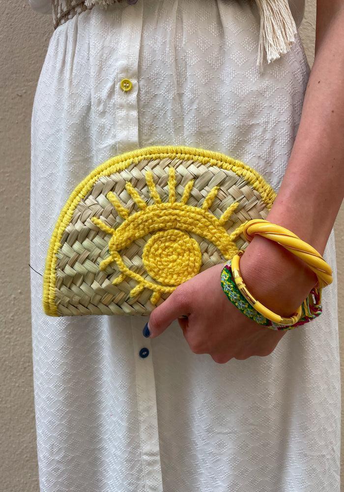 Estuche ojo de mimbre amarillo
