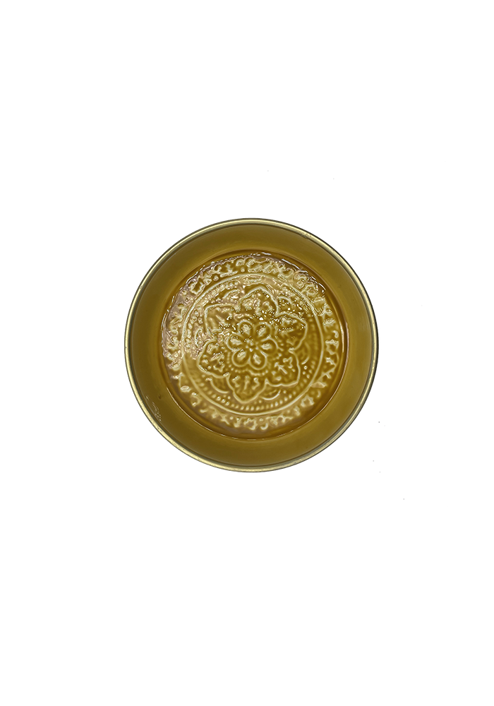 Plateau Berbère Rond En Métal Moutarde Petit Modèle - Bazar De Luxe