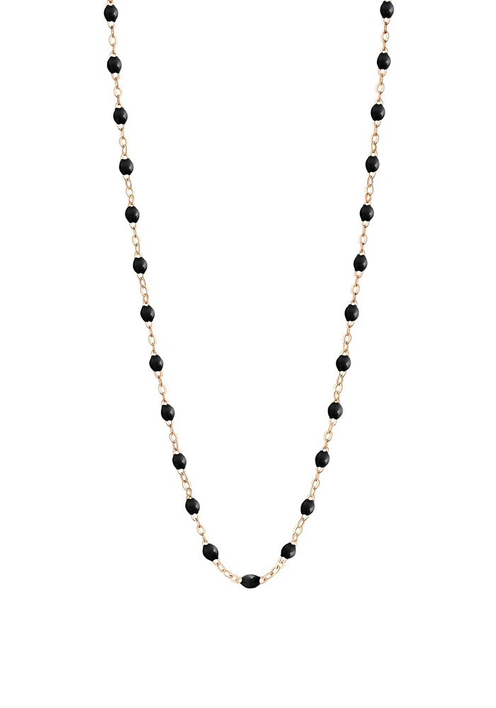 Collier Classique Gigi Or Rose Et Résines Noir 50 cm - Gigi Clozeau