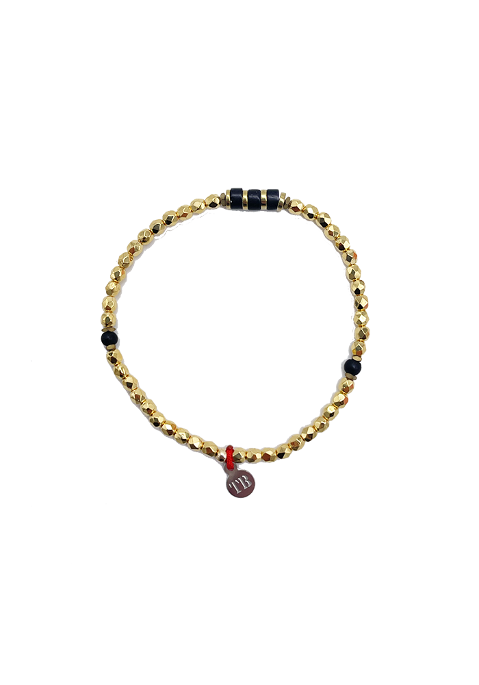 Bracelet 1 Turn Little Janet Golden Hematites And Black Agate