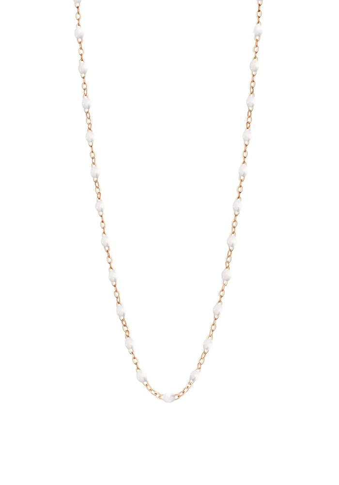 Collier Classique Gigi Or Rose Et Résines Blanches 50 cm - Gigi Clozeau