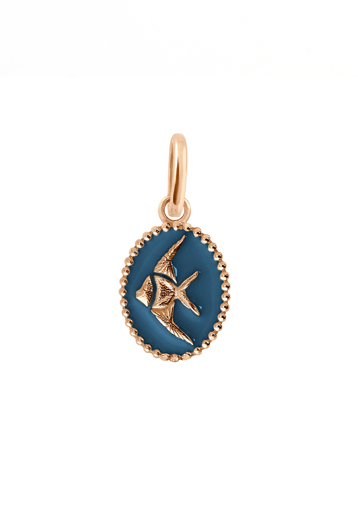 Pendentif Poisson Ange Or Rose & Résine Bleu Céleste - Gigi Clozeau