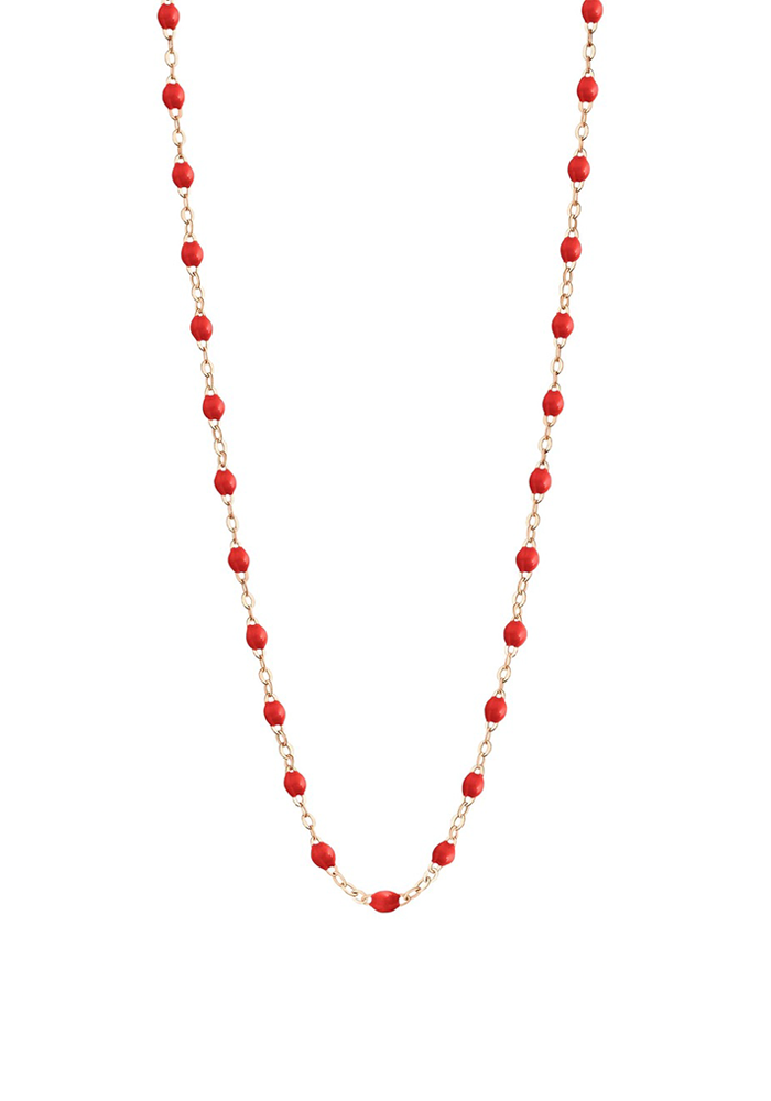 Collier Classique Gigi Or Rose Et Résines Rouge Coquelicot 50 cm - Gigi Clozeau