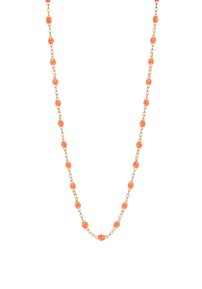 Collier Classique Gigi Or Rose Et Résines Orange Fluo 50 cm - Gigi CLozeau