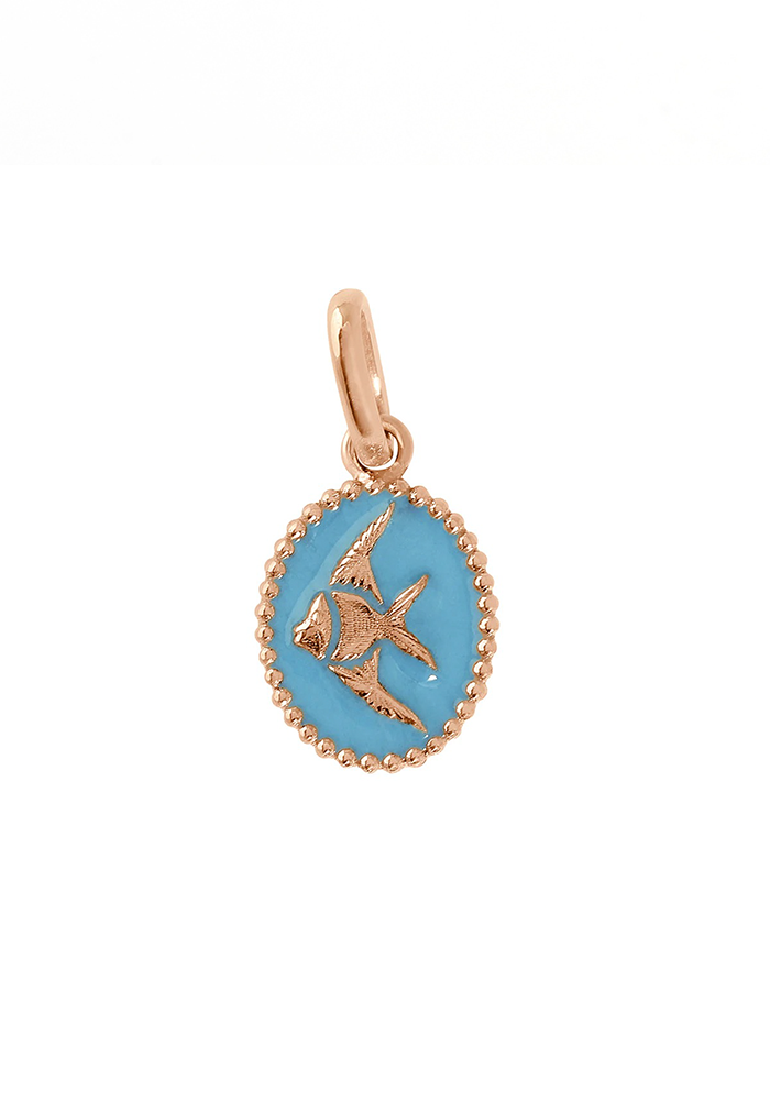 Pendentif Poisson Ange Or Rose & Résine Turquoise - Gigi Clozeau