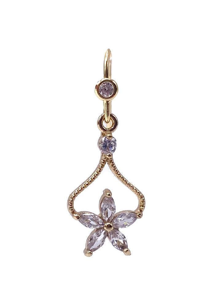 Boucle D'oreille Avec Pendentif Coeur Inversé Avec Fleur - Virginie Berman