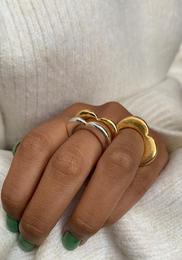 Bague Mon Coeur Doré Brossée