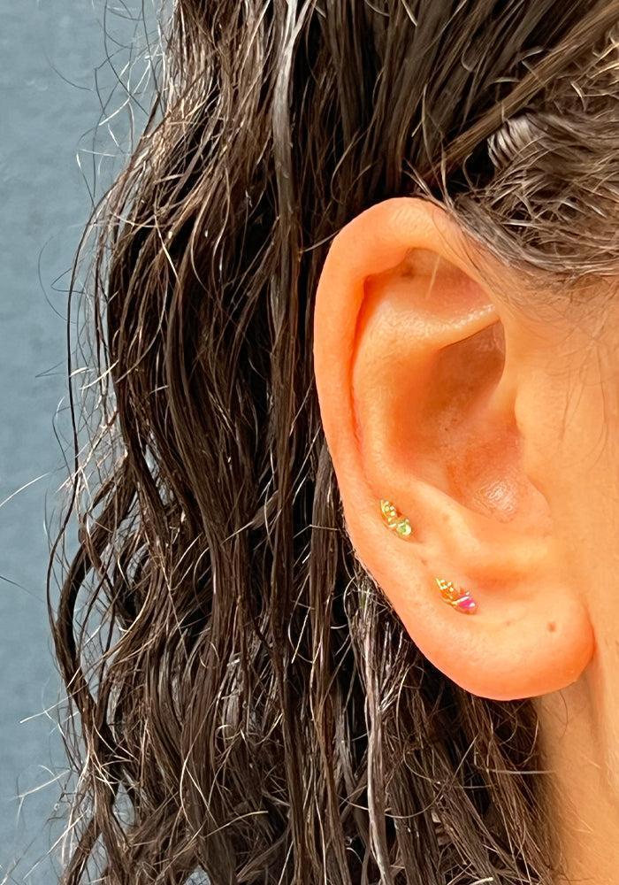 Boucle D'oreille Spaceship Saphir Rose