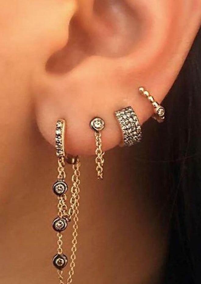 Boucle D'Oreille Mini Créole Diamants Champagne