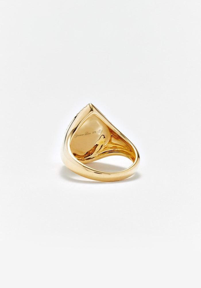 Bague Chevalière "Poire Nacre" Or Jaune 9k