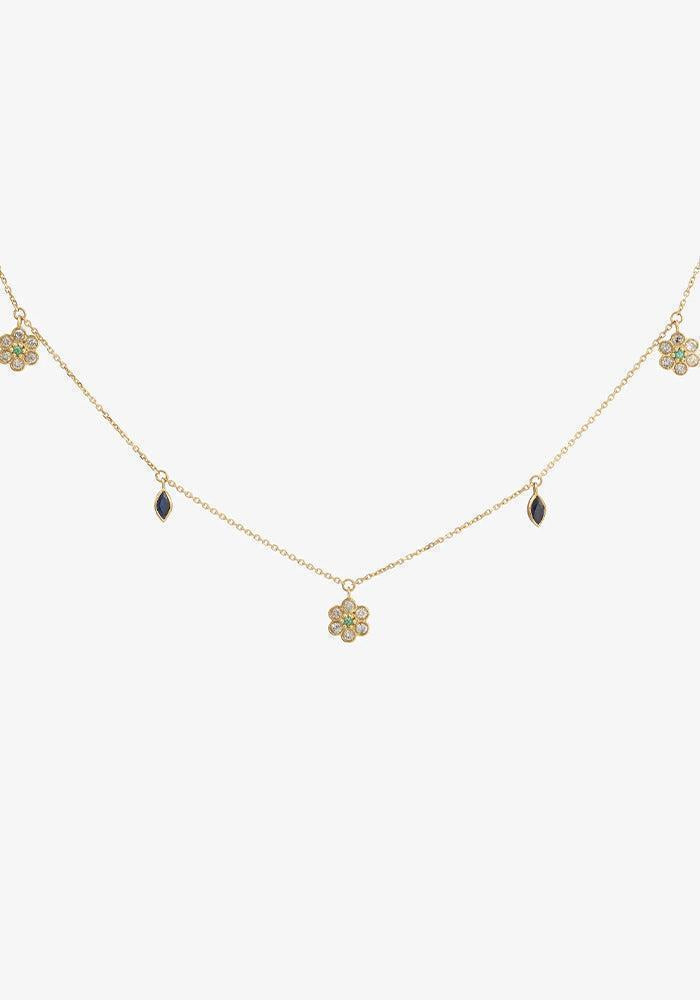 Collier Miniflower 1 Bleu Chocker - Sophie D'Agon