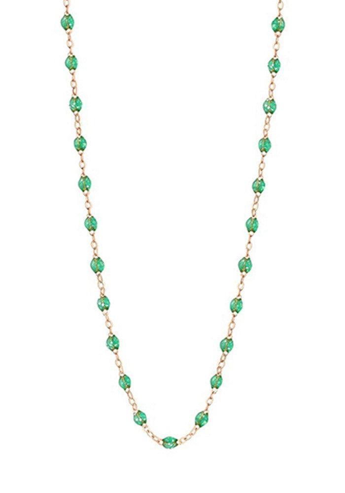 Sautoir Classique Gigi 60cm Or Rose Et Perles Résines Menthe 60cm
