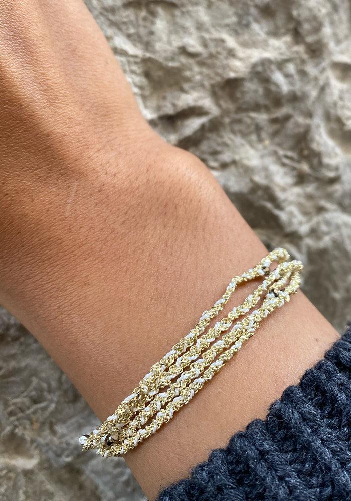 Bracelet Tressé Doré Et Blanc - Marie Laure Chamorel