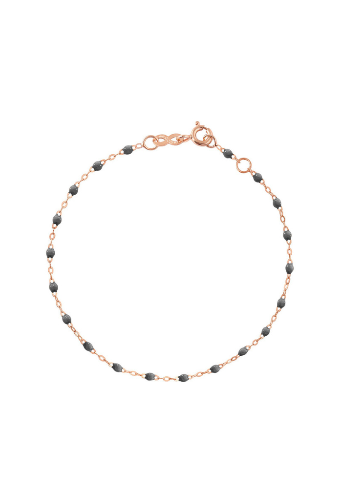 Bracelet Classique Gigi Or Rose Et Résines Gris Foncé 17cm