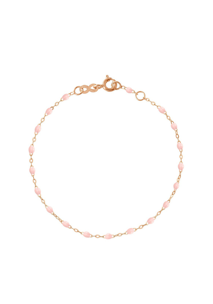 Bracelet Classique Gigi Or Rose Et Résines Rose Bébé 17cm