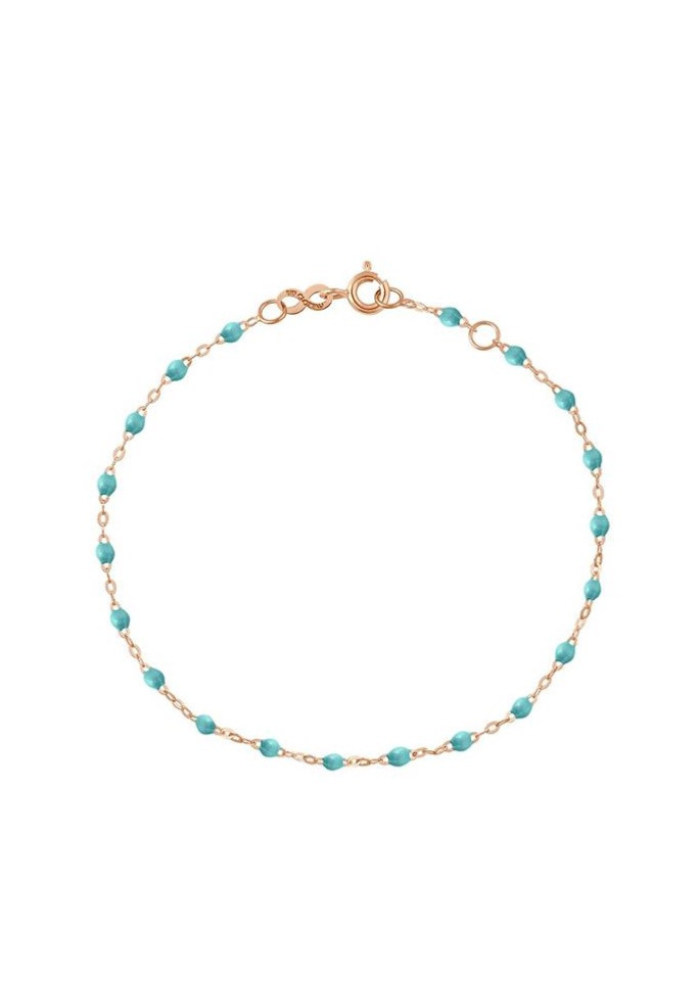 Bracelet Classique Gigi Or Rose Et Résines Vert Turquoise 17cm