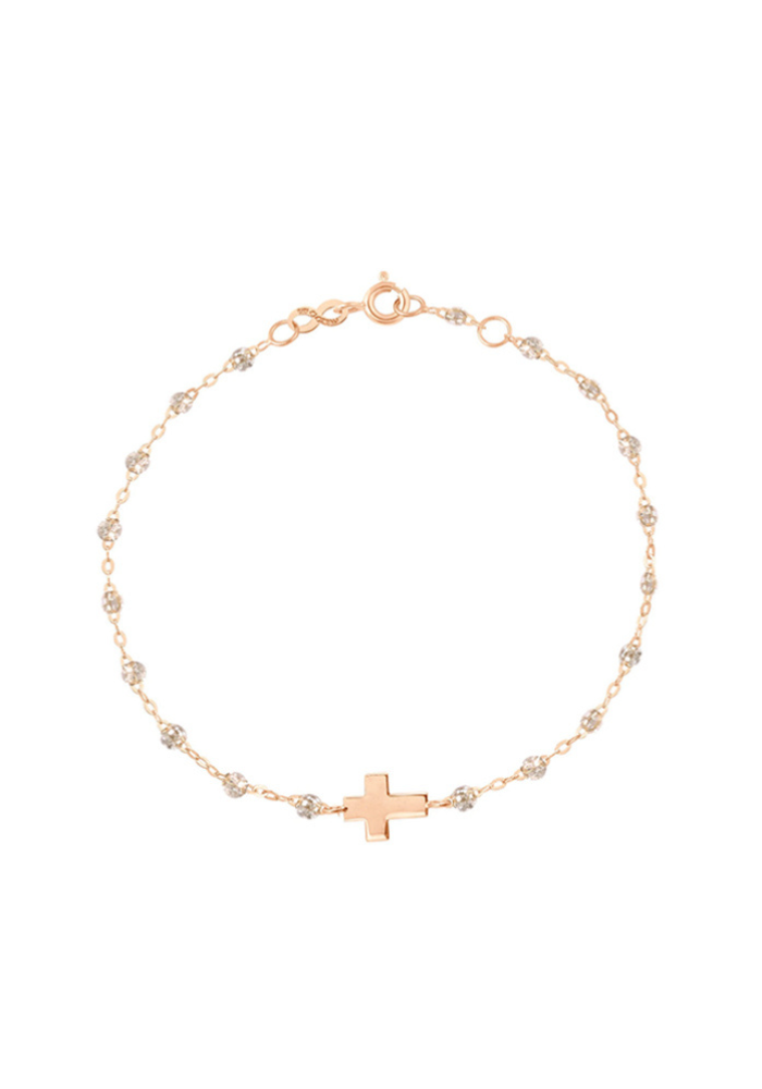 Bracelet Croix Or Rose Et Résines Sparkle 17cm