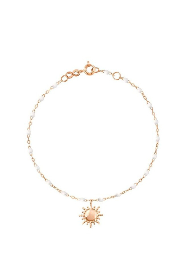Bracelet Soleil Or Rose Et Résines Blanc 17cm
