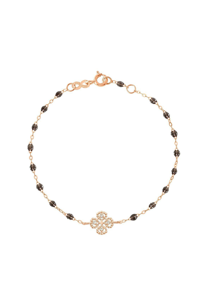 Bracelet Lucky Trèfle Diamant Or Rose Et Résines Sparkle 17cm