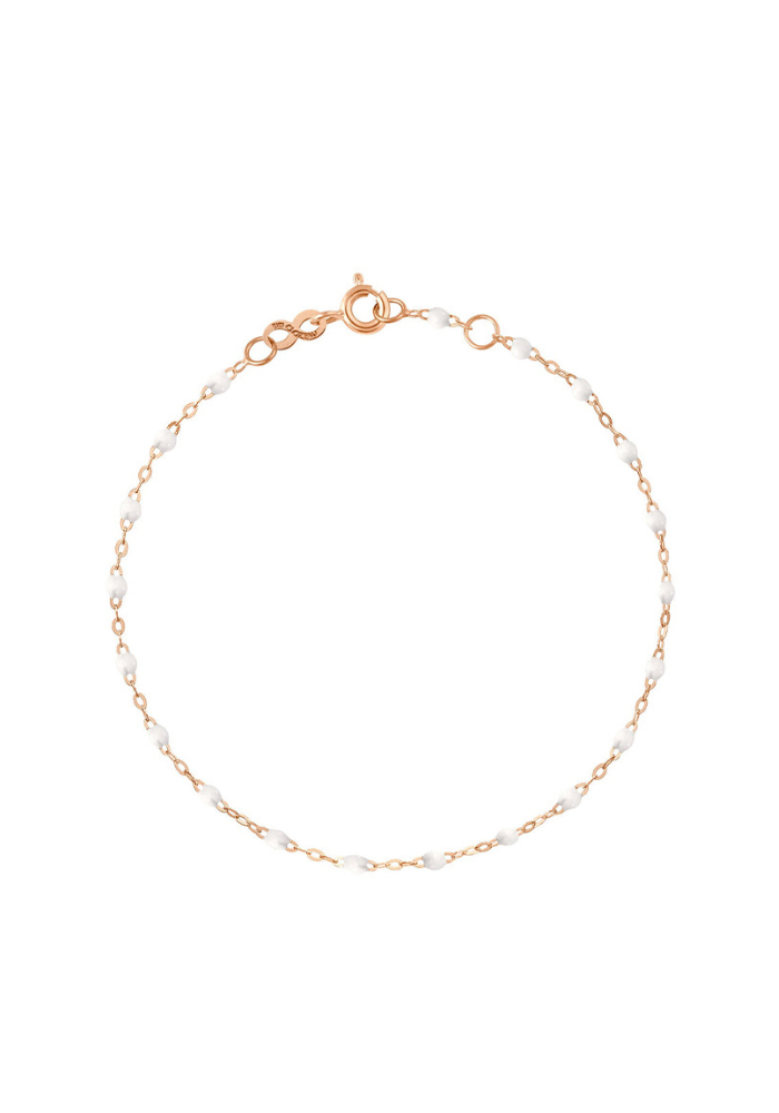 Bracelet Classique Gigi Or Rose Et Résines Blanc 17cm