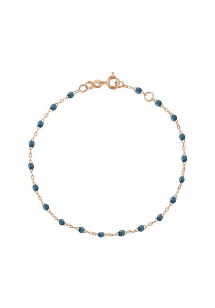 Bracelet Classique Gigi Or Rose Et Résines Bleu Céleste 17cm