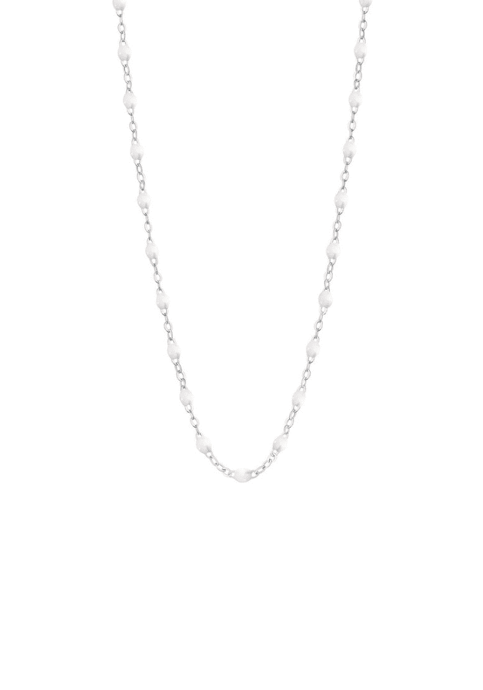 Collier Classique Gigi Or Blanc Et Résines Blanc 42 cm