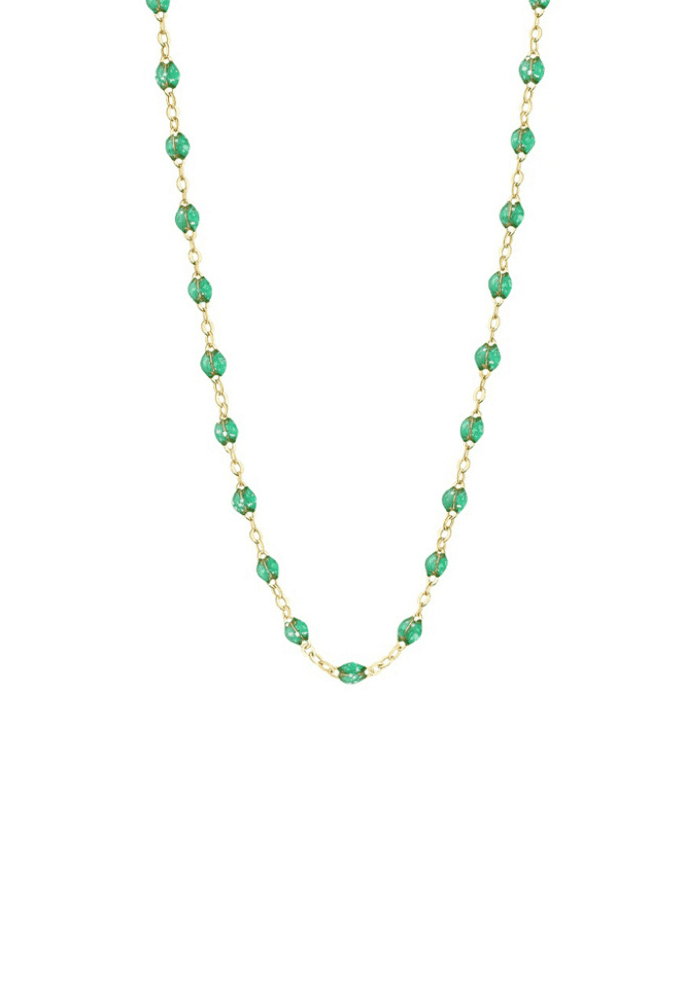 Collier Classique Gigi Or Jaune Et Résines Menthe 42cm