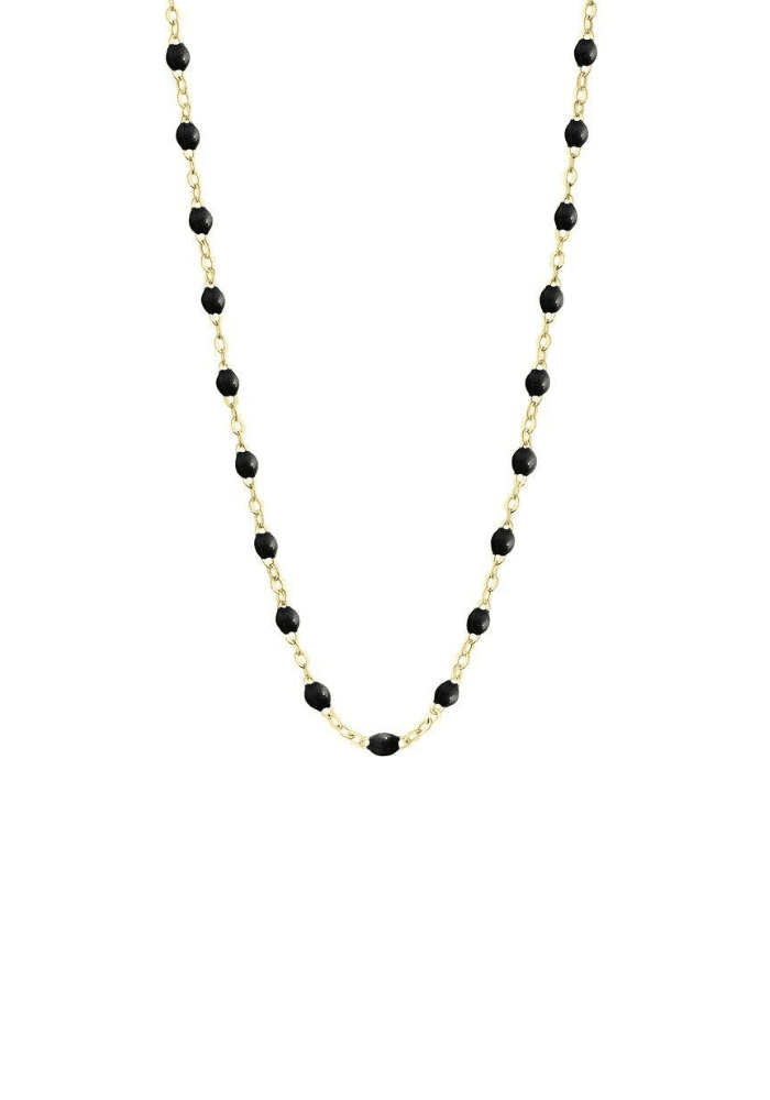 Collier Classique Gigi Or Jaune Et Résines Noir 42cm