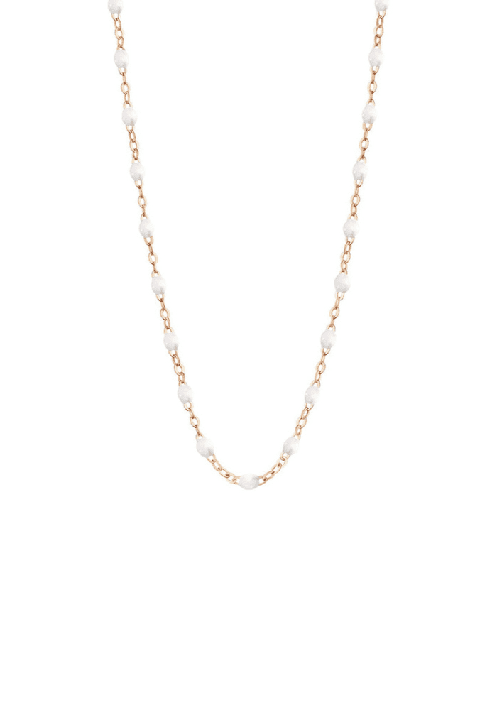 Collier Classique Gigi Or Rose Et Résines Blanc 42cm