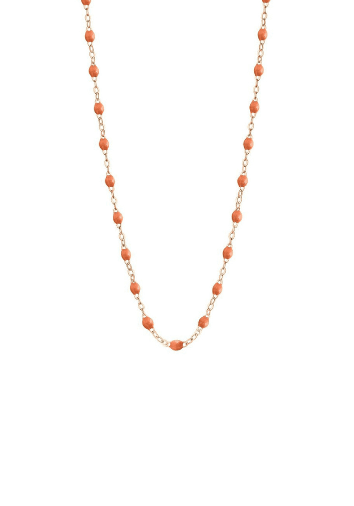 Collier Classique Gigi Or Rose Et Résines Feu 42cm