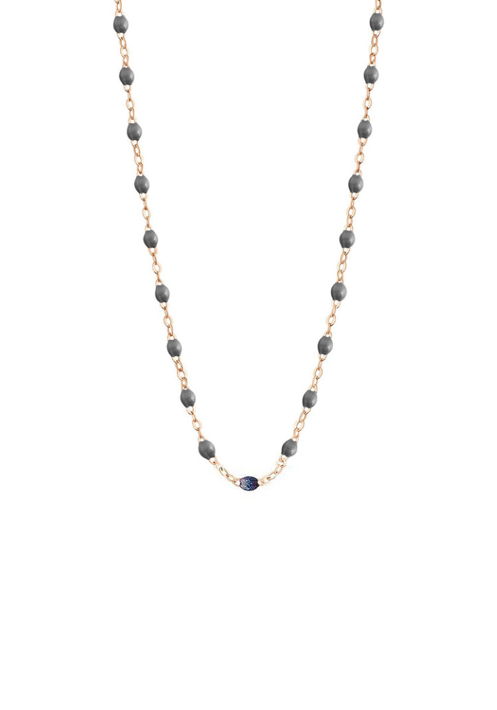 Collar Clásico Gigi Oro Rosa Y Resinas Gris Oscuro 42cm