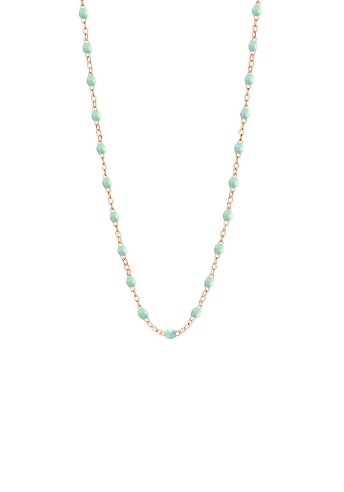 Collier Classique Gigi Or Rose Et Résines Jade 42cm