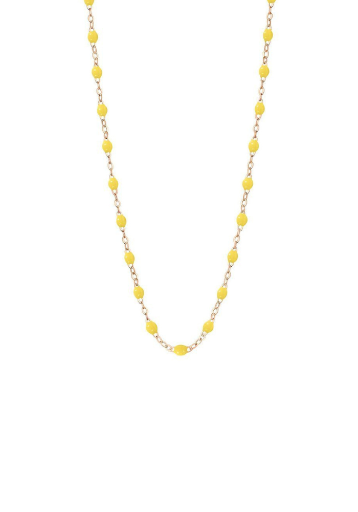 Collier Classique Gigi Or Rose Et Résines Jaune 42cm