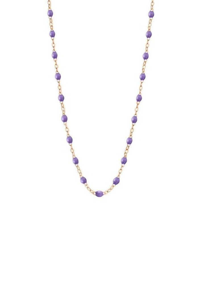 Collier Classique Gigi Or Rose Et Résines Mauve 42cm