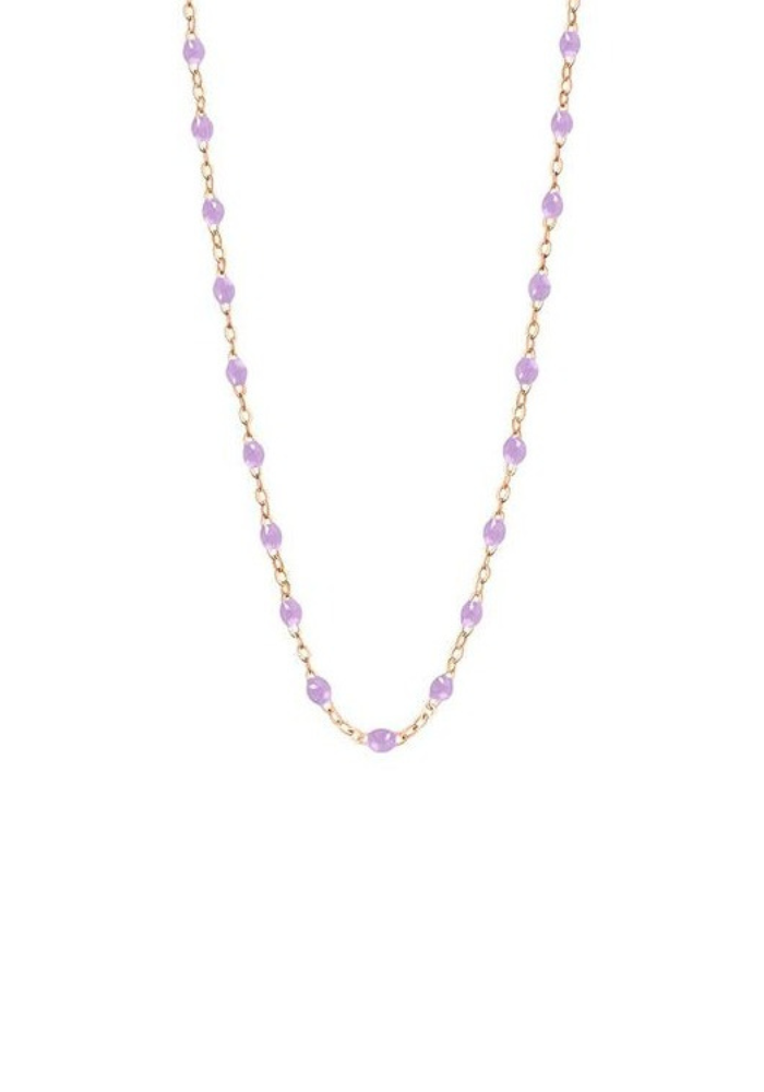 Collier Classique Gigi Or Rose Et Résines Parme 42cm