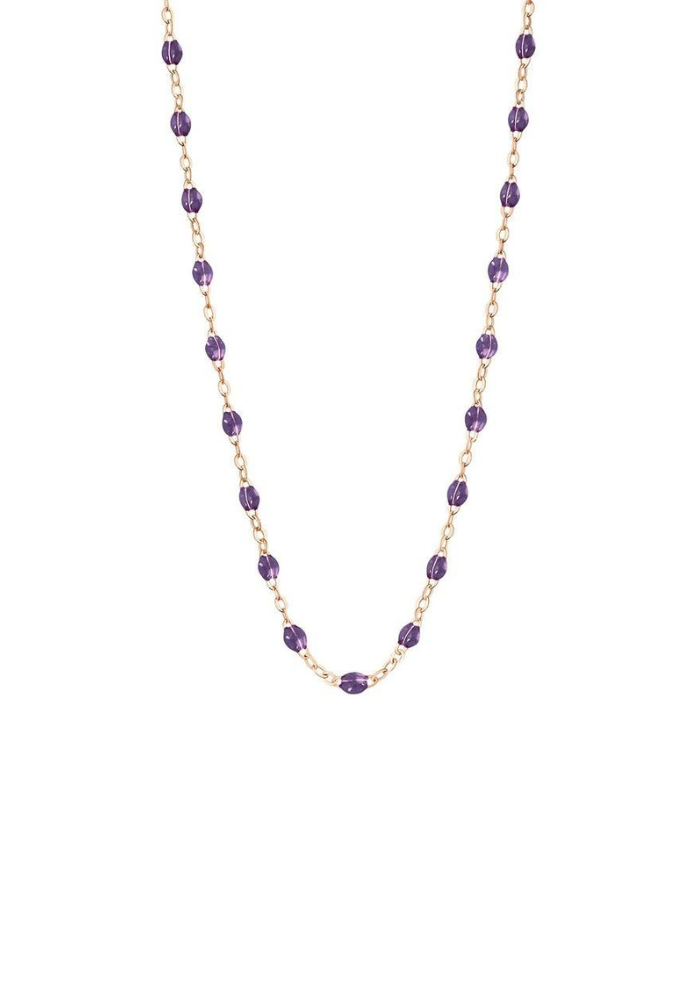 Collier Classique Gigi Or Rose Et Résines Violet 42cm