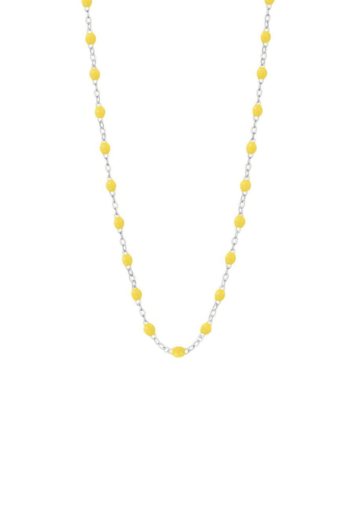 Collier Classique Gigi Or Blanc Et Résines Jaune 42 cm