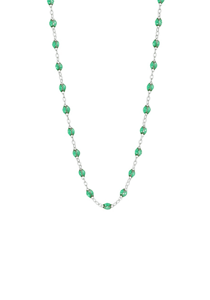 Collier Classique Gigi Or Blanc Et Résines Menthe 42 cm