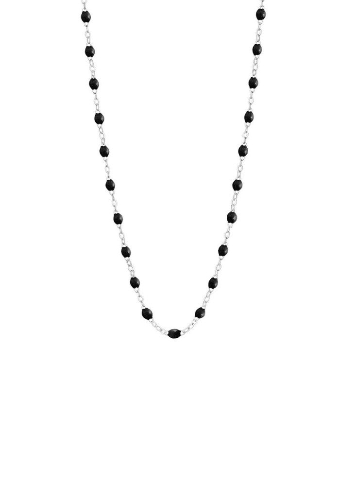 Collier Classique Gigi Or Blanc Et Résines Noir 42 cm