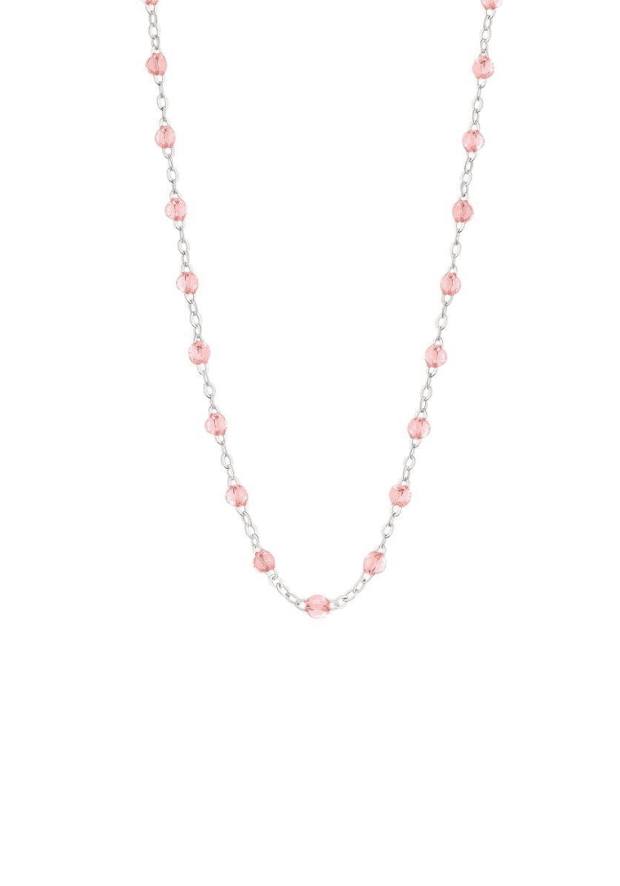 Collier Classique Gigi Or Blanc Et Résines Transparent Rosé 42 cm